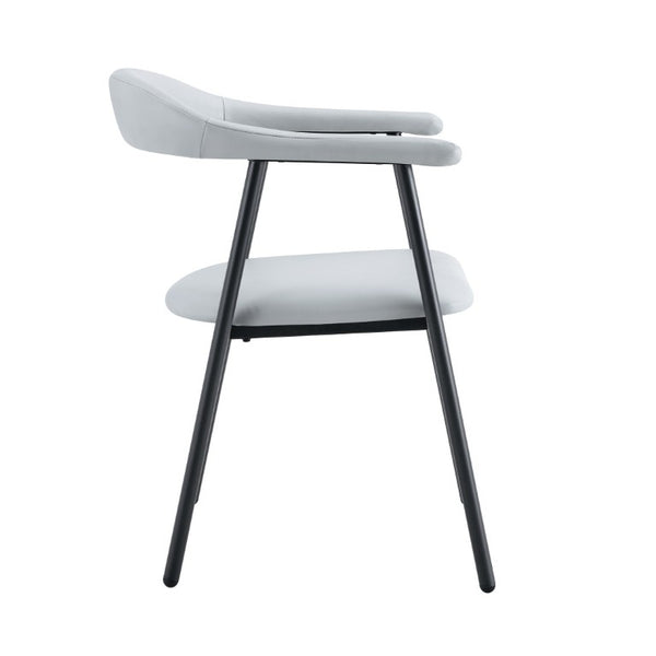 English Elm 4-Piece Matte PU Leather Dining Chair Set with Steel Legs for Modern Interiors Black+Light Gray W1151P473201