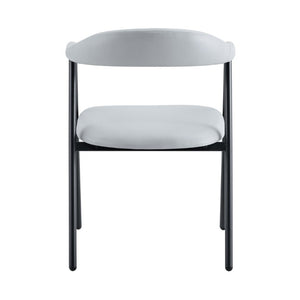 English Elm 4-Piece Matte PU Leather Dining Chair Set with Steel Legs for Modern Interiors Black+Light Gray W1151P473201