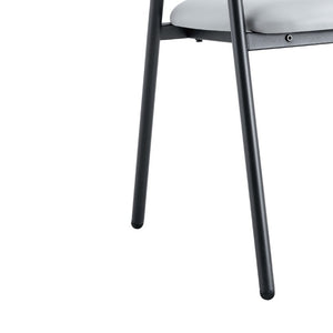 English Elm 4-Piece Matte PU Leather Dining Chair Set with Steel Legs for Modern Interiors Black+Light Gray W1151P473201