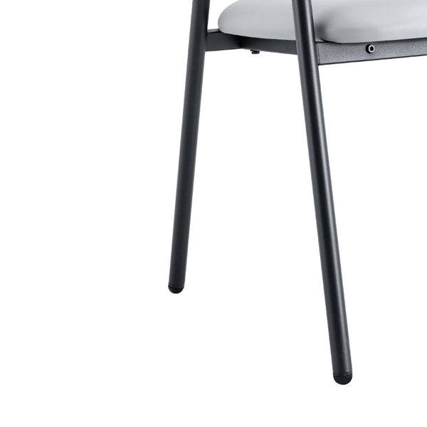 English Elm 4-Piece Matte PU Leather Dining Chair Set with Steel Legs for Modern Interiors Black+Light Gray W1151P473201