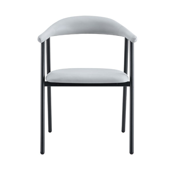 English Elm 4-Piece Matte PU Leather Dining Chair Set with Steel Legs for Modern Interiors Black+Light Gray W1151P473201