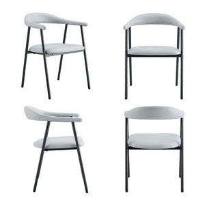 English Elm 4-Piece Matte PU Leather Dining Chair Set with Steel Legs for Modern Interiors Black+Light Gray W1151P473201