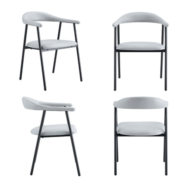 English Elm 4-Piece Matte PU Leather Dining Chair Set with Steel Legs for Modern Interiors Black+Light Gray W1151P473201