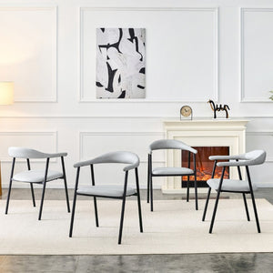 English Elm 4-Piece Matte PU Leather Dining Chair Set with Steel Legs for Modern Interiors Black+Light Gray W1151P473201
