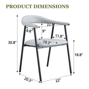 English Elm 4-Piece Matte PU Leather Dining Chair Set with Steel Legs for Modern Interiors Black+Light Gray W1151P473201