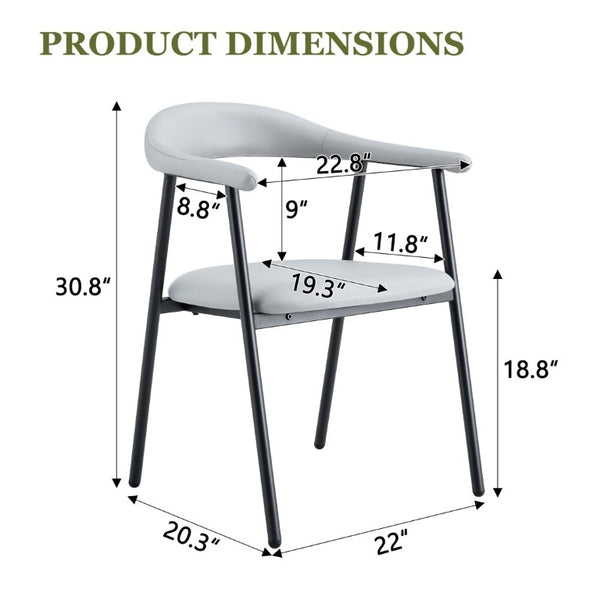 English Elm 4-Piece Matte PU Leather Dining Chair Set with Steel Legs for Modern Interiors Black+Light Gray W1151P473201