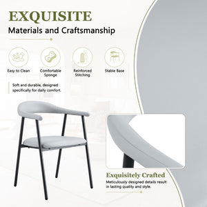 English Elm 4-Piece Matte PU Leather Dining Chair Set with Steel Legs for Modern Interiors Black+Light Gray W1151P473201
