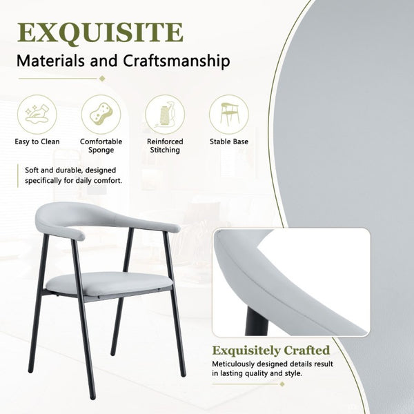 English Elm 4-Piece Matte PU Leather Dining Chair Set with Steel Legs for Modern Interiors Black+Light Gray W1151P473201