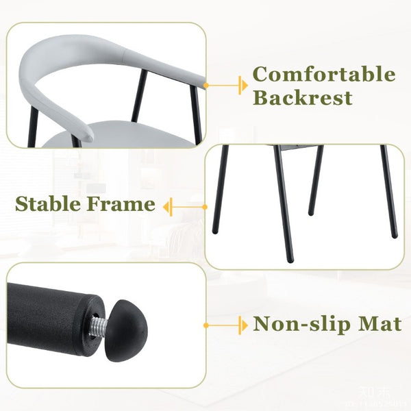 English Elm 4-Piece Matte PU Leather Dining Chair Set with Steel Legs for Modern Interiors Black+Light Gray W1151P473201