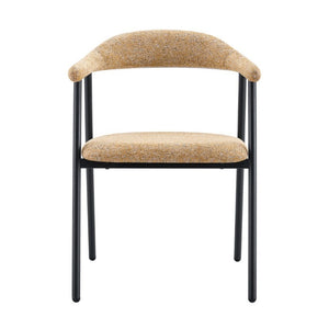 English Elm A Set of 4 Minimalist Fabric Dining Chairs with Curved Back and Matte Black Legs Light Khaki W1151P473202