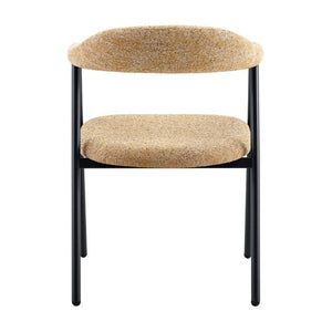 English Elm A Set of 4 Minimalist Fabric Dining Chairs with Curved Back and Matte Black Legs Light Khaki W1151P473202