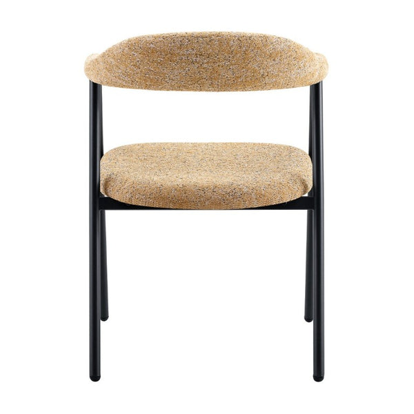 English Elm A Set of 4 Minimalist Fabric Dining Chairs with Curved Back and Matte Black Legs Light Khaki W1151P473202