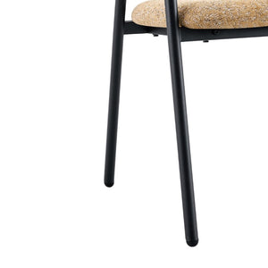 English Elm A Set of 4 Minimalist Fabric Dining Chairs with Curved Back and Matte Black Legs Light Khaki W1151P473202