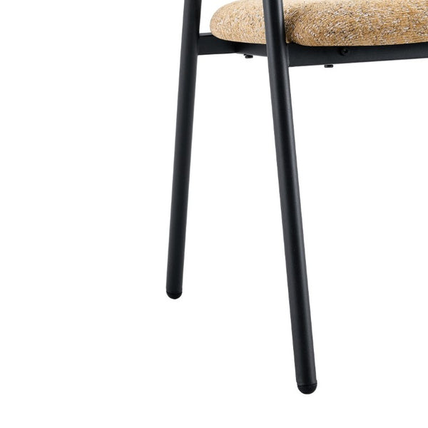 English Elm A Set of 4 Minimalist Fabric Dining Chairs with Curved Back and Matte Black Legs Light Khaki W1151P473202