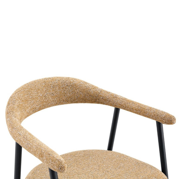 English Elm A Set of 4 Minimalist Fabric Dining Chairs with Curved Back and Matte Black Legs Light Khaki W1151P473202
