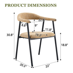 English Elm A Set of 4 Minimalist Fabric Dining Chairs with Curved Back and Matte Black Legs Light Khaki W1151P473202