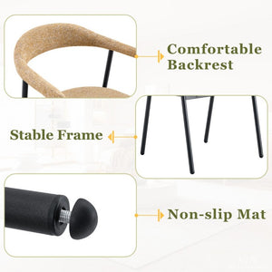 English Elm A Set of 4 Minimalist Fabric Dining Chairs with Curved Back and Matte Black Legs Light Khaki W1151P473202