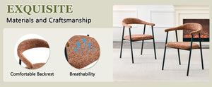 English Elm A Set of 4 Minimalist Fabric Dining Chairs with Curved Back and Matte Black Legs Caramel W1151P473203