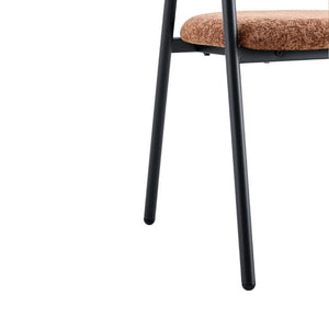 English Elm A Set of 4 Minimalist Fabric Dining Chairs with Curved Back and Matte Black Legs Caramel W1151P473203