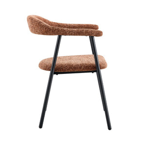 English Elm A Set of 4 Minimalist Fabric Dining Chairs with Curved Back and Matte Black Legs Caramel W1151P473203