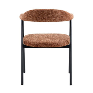 English Elm A Set of 4 Minimalist Fabric Dining Chairs with Curved Back and Matte Black Legs Caramel W1151P473203