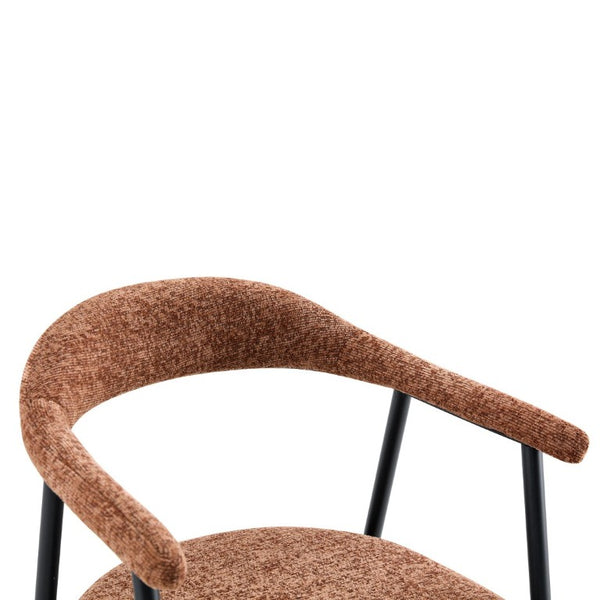 English Elm A Set of 4 Minimalist Fabric Dining Chairs with Curved Back and Matte Black Legs Caramel W1151P473203