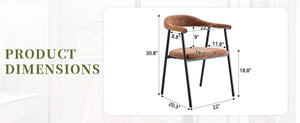 English Elm A Set of 4 Minimalist Fabric Dining Chairs with Curved Back and Matte Black Legs Caramel W1151P473203