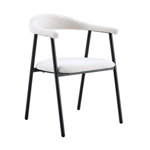 English Elm A Set of 4 Minimalist Fabric Dining Chairs with Curved Back and Matte Black Legs White W1151P473691