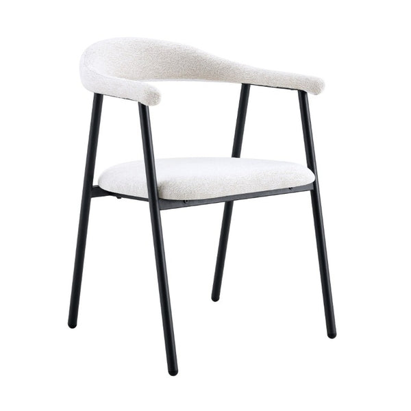 English Elm A Set of 4 Minimalist Fabric Dining Chairs with Curved Back and Matte Black Legs White W1151P473691