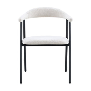 English Elm A Set of 4 Minimalist Fabric Dining Chairs with Curved Back and Matte Black Legs White W1151P473691