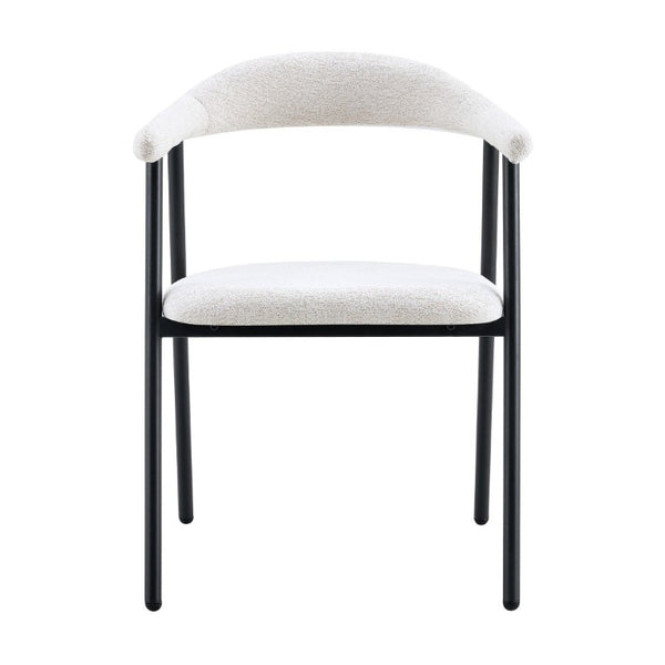 English Elm A Set of 4 Minimalist Fabric Dining Chairs with Curved Back and Matte Black Legs White W1151P473691