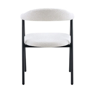 English Elm A Set of 4 Minimalist Fabric Dining Chairs with Curved Back and Matte Black Legs White W1151P473691