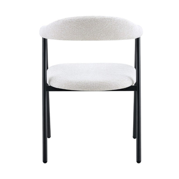 English Elm A Set of 4 Minimalist Fabric Dining Chairs with Curved Back and Matte Black Legs White W1151P473691