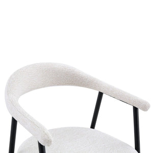 English Elm A Set of 4 Minimalist Fabric Dining Chairs with Curved Back and Matte Black Legs White W1151P473691