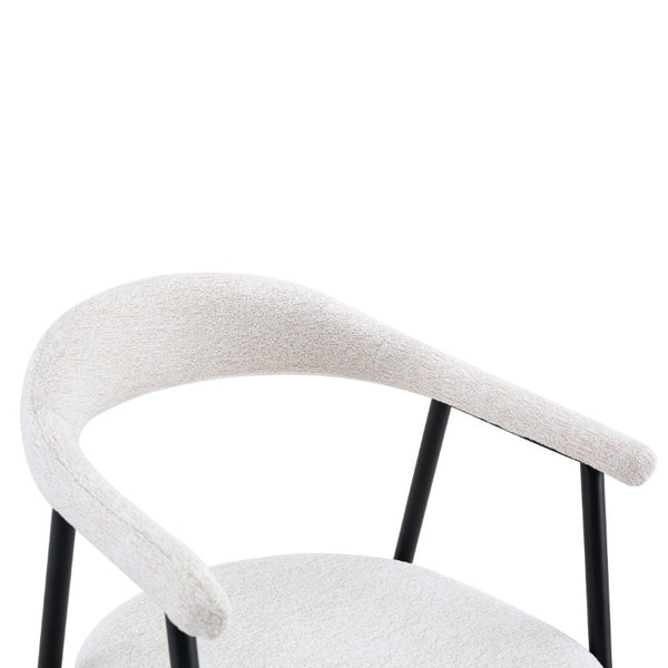 English Elm A Set of 4 Minimalist Fabric Dining Chairs with Curved Back and Matte Black Legs White W1151P473691