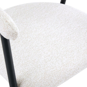 English Elm A Set of 4 Minimalist Fabric Dining Chairs with Curved Back and Matte Black Legs White W1151P473691