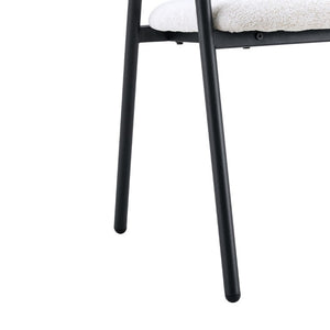 English Elm A Set of 4 Minimalist Fabric Dining Chairs with Curved Back and Matte Black Legs White W1151P473691