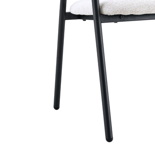 English Elm A Set of 4 Minimalist Fabric Dining Chairs with Curved Back and Matte Black Legs White W1151P473691