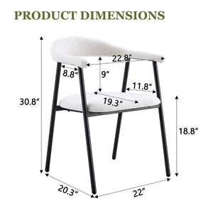 English Elm A Set of 4 Minimalist Fabric Dining Chairs with Curved Back and Matte Black Legs White W1151P473691