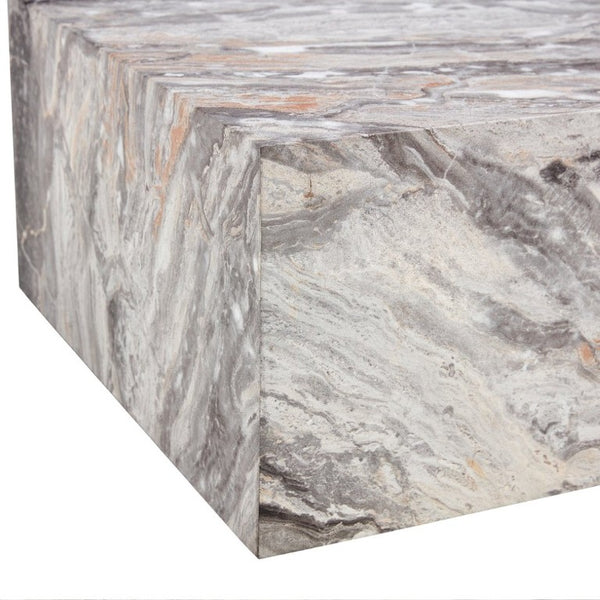 English Elm 39.37 Inch Marble Patterned MDF Rectangular Coffee Table for Modern Living Rooms W1151P476956