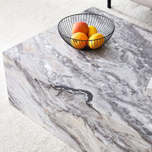 English Elm 39.37 Inch Marble Patterned MDF Rectangular Coffee Table for Modern Living Rooms W1151P476956