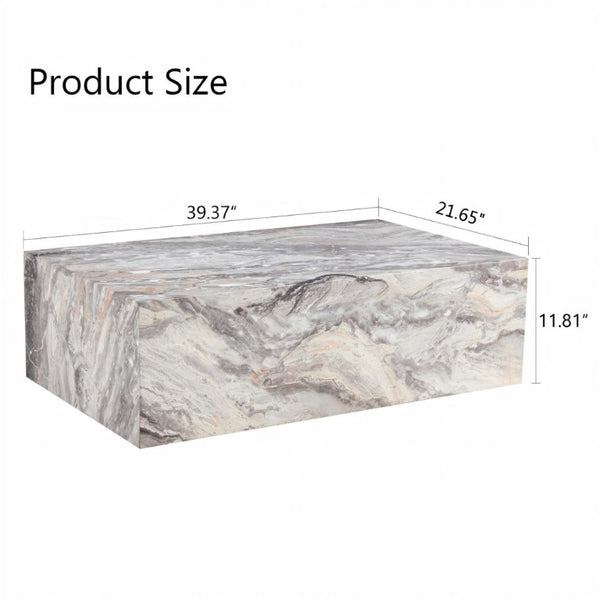 English Elm 39.37 Inch Marble Patterned MDF Rectangular Coffee Table for Modern Living Rooms W1151P476956
