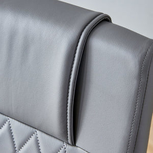 English Elm Brown PU Leather Pleated Dining Chairs Set of 2 with Matte Metal Legs Modern Luxe Grey W1151P490192
