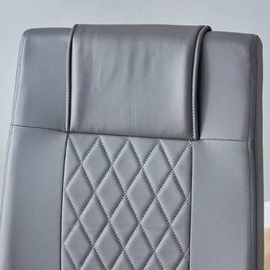 English Elm Brown PU Leather Pleated Dining Chairs Set of 2 with Matte Metal Legs Modern Luxe Grey W1151P490192