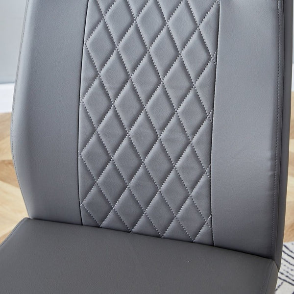 English Elm Brown PU Leather Pleated Dining Chairs Set of 2 with Matte Metal Legs Modern Luxe Grey W1151P490192