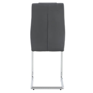 English Elm Brown PU Leather Pleated Dining Chairs Set of 2 with Matte Metal Legs Modern Luxe Grey W1151P490192