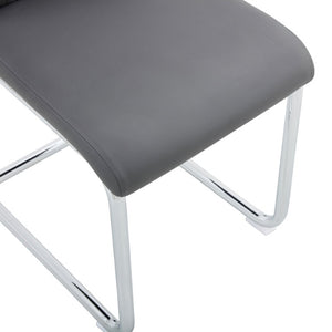 English Elm Brown PU Leather Pleated Dining Chairs Set of 2 with Matte Metal Legs Modern Luxe Grey W1151P490192