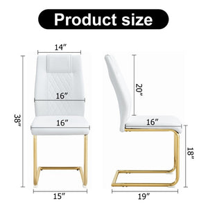 English Elm Modern PU Leather Dining Chair Set of 6 with Gold Legs and Foam Cushioned Seats W1151P494811