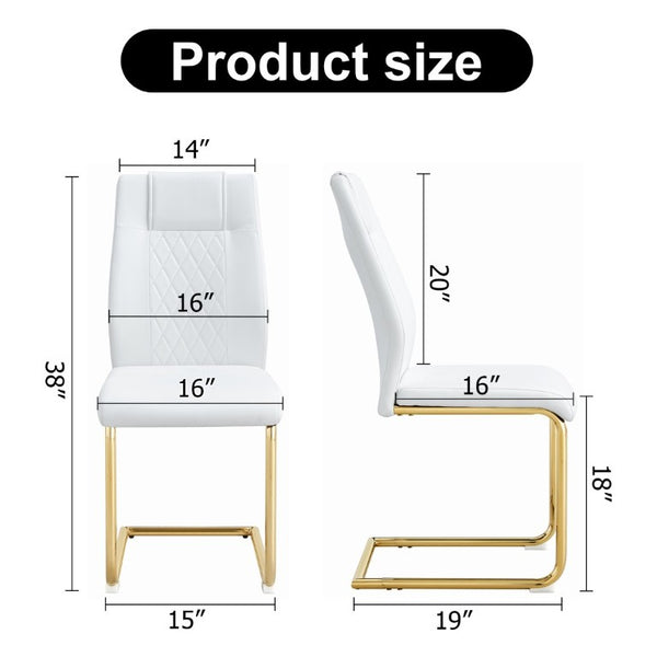 English Elm Modern PU Leather Dining Chair Set of 6 with Gold Legs and Foam Cushioned Seats W1151P494811