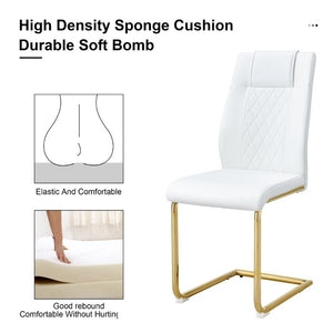 English Elm Modern PU Leather Dining Chair Set of 6 with Gold Legs and Foam Cushioned Seats W1151P494811